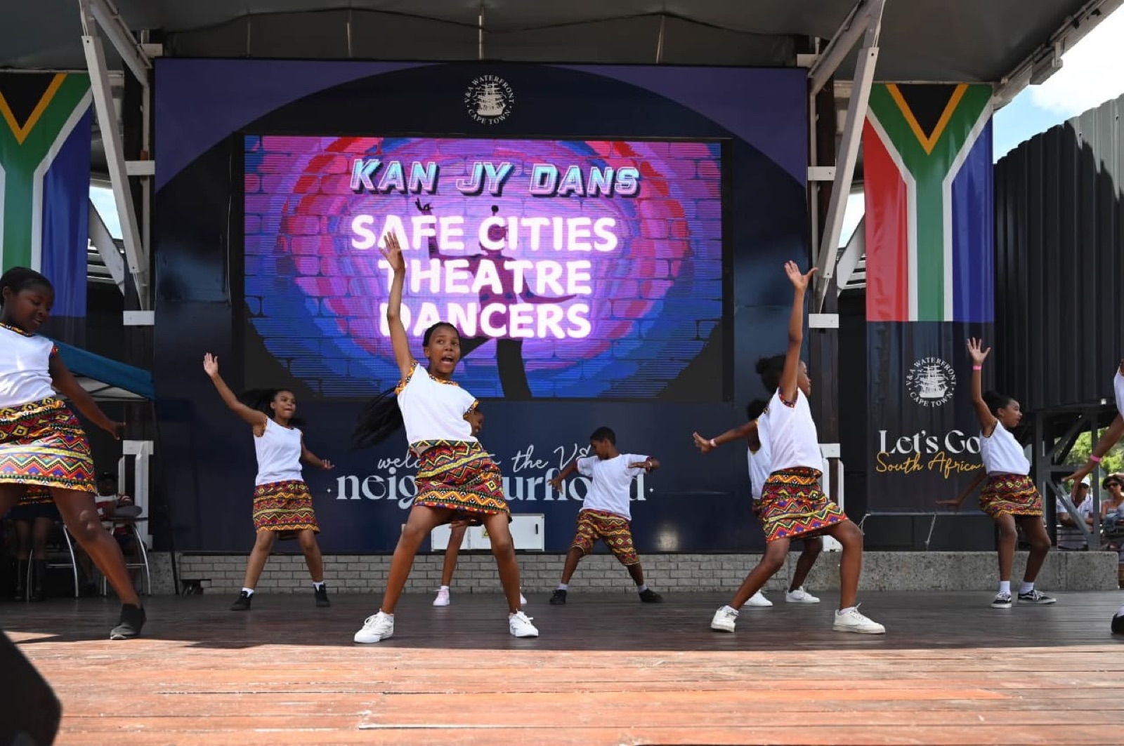 Safe Cities dancers at the Kan Jy Dans event, Waterfront Amphitheatre